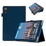 For LUCA TE08D2M64-V1B ケース YILLIONS 角度調整 上質PUレザー キズ防止 磁気吸引 耐汚れ 軽量 擦り傷防止 折り畳み 全面保護型 超薄型 LUCA TE08D2M64-V1B 8インチ専用 ケース カバー (ブルー)