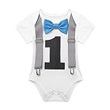 (フィーショー) FEESHOW 子供服 ベビー ボーイズ 半袖 １歳 誕生日 ロンパース ジャンプスーツ 出産祝い サスペンダー付き アイボリー 18ヶ月