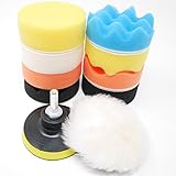 LAPHSODA（ラフソーダ） ポリッシャー バフ マジックテープ 式 スポンジ ディスク 軸付 先端 工具 セット （ 直径8cm ）