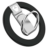 MagSafe 対応 スマホリング ホールドリング マグセーフ 縦置き 横置き 360° 角度調節 安定 強力マグネット 強化磁力 薄型 軽量 折りたたみ式 シンプル おしゃれ ブラック atb-014