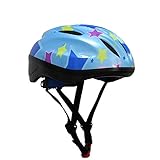 HORIZON 軽量 サイクリング 自転車 用 ヘルメット キッズ ジュニア 子供 用 ダイヤル アジャスター 付き (ブルー・星, M(45-56CM) 5-12歳)