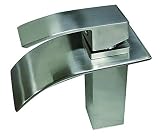 Lenova B482SBN Apogee Modern Top Lever Square Bathroom Faucet with Thin "Waterfall" Spout, Brushed N