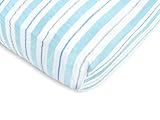 SwaddleDesigns Cotton Muslin Crib Sheet 3 Color Stripe with Shimmer Blue [並行輸入品]