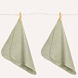 エルフ ベビー(Fairy Baby)オーガニックコットンベビーハンカチ よだれかけ 赤ちゃん用タオル ビブ スタイ 2枚セット グリーン