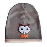 Aubig 韓国風　キャラ　フクロウ　デザイン　子供帽子　カーキ