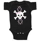 Crazy Baby ClothingピンクアーガイルGirlスカル半袖ボディスーツ カラー: ブラック