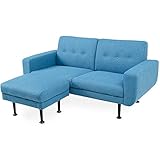 LOWYA （ロウヤ） ソファ ソファー スツール セット 2人掛け スチール脚 アームレスト カウチソファ 新生活 おしゃれ ファブリック ネイビー