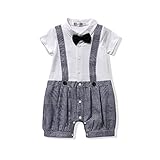 (キッズインタイム)KIDSINTIME ベビー キッズ 子供服 男の子 半袖 蝶ネクタイ付 前開き フォーマル カバーオール サスペンダー風 ロンパース 90