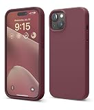 【elago】 iPhone15 対応 ケース 耐衝撃 傷 指紋 防止 シリコン スマホケース スリム 衝撃吸収 サラサラ 手触り シリコンケース [ Apple iPhone 15 アイフォン15 対応 携帯ケース ] iPhone15ケース SILICONE CASE バーガンディー