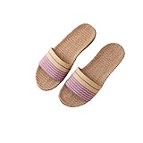 [Confis] スリッパ リネン 亜麻 男女兼用（S・パープル）