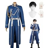 鋼の錬金術師 ロイ・マスタング コスプレ衣装 手袋付き ウィッグ売り可能 Cosplay コスチューム 変身 仮装 ステージ服 ハロウィン クリスマス ウィッグ別途購入する (コスプレ衣装+ロイウィッグ,L)