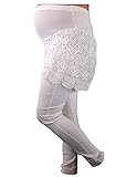 Mille Ti Rana マタニティ レース スカート 付き レギンス パンツ 妊婦服 (L, ホワイト)