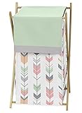 Sweet Jojo Designs Baby/Kids Clothes Laundry Hamper for Grey Coral and Mint Woodland Arrow Girl Bedd