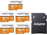 KOOTION microSDカード 64GB 5個セット SDアダプター付 Class10 UHS-I U3 A1 V30 高速転送 Nintendo Switch 動作確認済