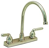 Proplus 120376 Kitchen Faucet With Gooseneck Spout And 8-Inch Centers, Non-Metallic, Brushed Nickel 