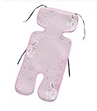 ベビーカー用　アイスシルク ベビーマット　ベビーカー　トロリー傘車赤ちゃん用　ラグ　ダイニングチェア用　暑さ対策　滑り止め 通気　夏用 (五点式ピンク)