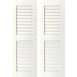 Ekena Millwork RWL18X054PRM Exterior Real Wood Sapele Mahogany Louvered Shutters (Per Pair), Primed,