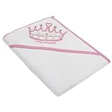 Baby Girls Little Princess Hooded Bathrobe Bath Towel (75cm x 75cm) (White/Pink) by Universal Textil