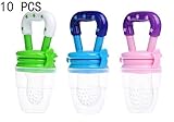 可愛い赤ちゃん 幼児フード果物ソフトバイト乳首フィーダおしゃぶり用具そして余分なシリコンのおしゃぶり10個（無作為色） (S)