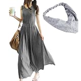 Bright J's（ブライトジェイズ） マタニティ マキシワンピース フェミニン 体型カバー リラックス 部屋着 (オリジナルヘアバンド付き) レディース (ダークグレー)