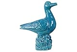 Urban Trends Collection 32636 4 Piece Ceramic Gloss Turquoise Standing Goose Figurine on Base, 10.50