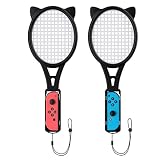 Switch Sports用 テニスラケット スイッチ スポーツ コントローラー グリップ Switch/Switch OLED Joy-Con対応 体感ゲーム かわいい猫の耳 アクセサリー Tennis Racket 対戦実装 没入感体験 ハンドロープ付き