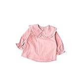 AIKSSOO ベビー服 ブラウス キッズ 女の子 長袖 シャツ 襟付き お洒落 肌着 無地 かわいい size 66 (ピンク)