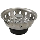 BrasscraftキッチンシンクバスケットStrainer with Rubber Stopper、ステンレススチール