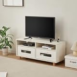 テレビ台 幅100cm ローボード 北欧デザイン ホワイト&木目 42型テレビ対応 収納棚付き シンプル おしゃれ 組立品 (取説付き)