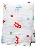 Lulujo Baby Muslin Cotton Swaddling Blanket, Alphabet, 47" x 47" [並行輸入品]