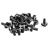 uxcell　タクトスイッチ　プラスチック　金属　ブラック　シルバートーン　6mmx6mmx10mm　4端子　20個入り