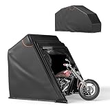 COVERONICS バイクガレージ バイクシェルター 自転車置き場 屋外 サイクルハウス サイクルポート 自転車小屋 バイク収納 防水防風防塵遮熱（ブラック 幅105×奥行270×高さ155cm）