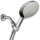 Laguna 5-Setting 6 Inch Hand Held Rainfall Spiral Shower Head with Extra-Long Stretchable Stainless 