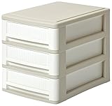 サンコープラスチック 小物収納3段 オーラ 幅25.2×奥35×高28cm ホワイト