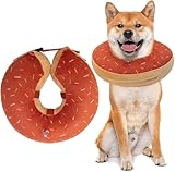 BINGPET エリザベスカラー 犬 猫 カラー ペット用品 ケアカラー 引っ掻き防止 傷舐め防止 首に優しい 術後ケア 避妊手術 去勢手術 着脱簡単 洗える 柔らかい クッション 柔軟 軽量 ソフト 通気性 ストレスフリー ケガ 介護 人気 可愛い ドーナッツ おしゃれ 小型犬 中型犬 大型犬 ねこ ネコ 犬猫兼用 （ブラウン、Mサイズ）