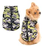 DICOCO 犬服 秋冬 ファスナー付き 着脱簡単 犬 防風服 背中開き 犬 コートパピーサイズ有 犬の服 子犬服（XS-XL）ノースリーブ ドッグウェア 犬 猫 防寒 暖かい 犬 コート服 牽引ロープハング可能（グレーグリーン、L）