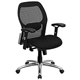 Flash Furniture フラッシュファニチャー アルバート(Albert) エグゼクティブ回転式オフィスチェア ブラック ミッドバック スーパーメッシュ 座面チルト機能 調節可能ランバー付き 【日本正規輸入品】