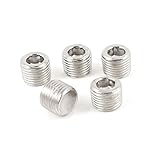 uxcell　六角ヘッド パイププラグ　エアパイプ継手　1/8" PT　オスねじ　金属製　シルバートーン　 8mm高さ　5個