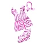 【YusonGirl】キッズ 水着 女の子 ジュニア セパレート 3点セット (M, ピンク)
