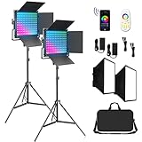 【在庫一掃】FOSITAN RGB 撮影ライト 2パック LEDビデオライト 3000～5800K色温度 360°フルカラー 無限色 380