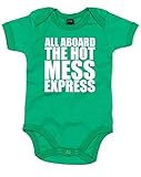(ホット　メス　エキスプレス　にご乗車ください。) All Aboard The Hot Mess Express, プリント　ベビースーツ - グリーン/白 12-18 ヶ月