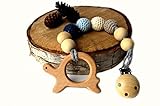 天然木製Teething Toy Interchangeableおしゃぶりホルダーストラップ、ダミーclip- by Mali Wearベビーシャワーgift- Unfinished Wood カラー