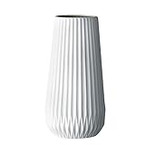 White Ceramic Fluted Vase [並行輸入品]