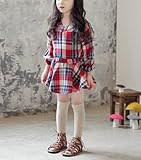 WIN  子供 キッズ 長袖 女の子 ガールズ ワンピース フレア スカート チェック フォーマル チュック柄 (140cm)