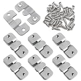 額縁フック 額縁吊金具 6組 12個入り 額縁 ブラケット金具 ネジ付 壁掛け フック 留め具 吊り下げ 固定 金具 絵画/展示会/写真フレーム/鏡/時計などに 取り付け簡単 ステンレス製 (シルバー, 2穴)