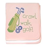 CafePress – クロール、散歩、ゴルフ。Baby Blanket – スーパーソフトベビー毛布、新生児おくるみ ピンク 493499811-0-173-0