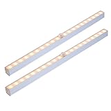 Cshidworld センサーライト 人感センサー 20 LED センサーライト 人感センサー バッテリ式 クロゼットタンス 本棚部屋/階段/などに最適 ネジで固定型 (20LED 電球色（2匹）)