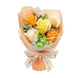 BIO フレグランスソープフラワー モナブーケ 紙袋入 お祝い 記念日 誕生日 発表会 ブライダル パーティー プレゼント 送別 就職 入学式 入園式 母の日（オレンジ）
