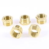uxcell　六角ブッシュ　めねじホース　パイプ　カプラー継手　真鍮3/8 "　PT X1/4" PT　オス-メス　5個