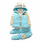 Onesall  新生児  ベービ服 キッズ 子供服 3セット3 in 1 長袖 コート付き ズボン 秋冬 男の子 女の子 (90㎝, ブルー)